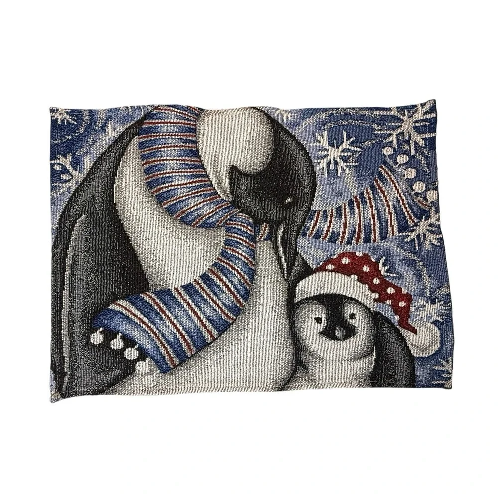 Penguins‎ Winter Blue Tapestry Placemats Set of 4 Christmas
